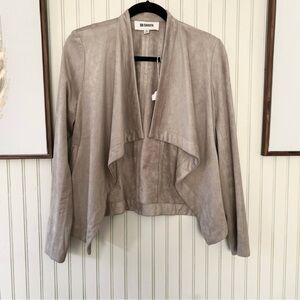 BB Dakota Tan Suede Lightweight Waterfall Crop Jacket Cardigan Size Medium
